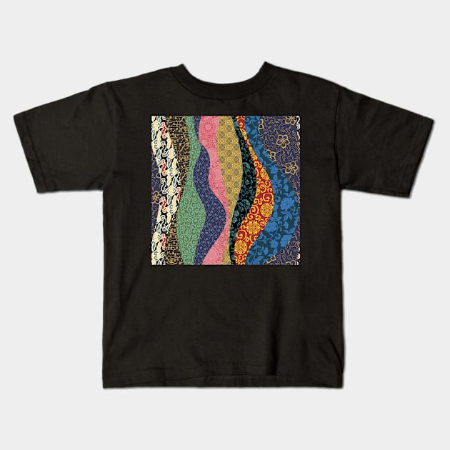 Quilted Waves Kids T-Shirt by implexity